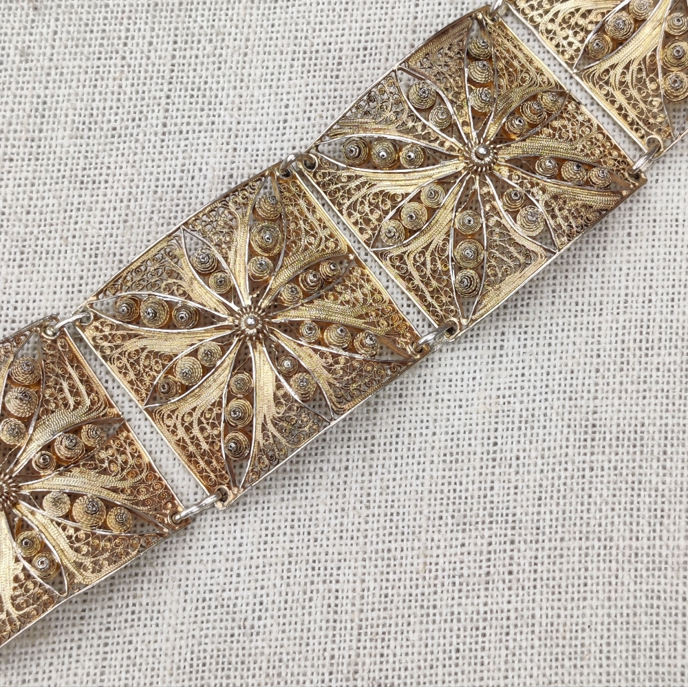 Antique 1920s French Sterling Intrinsic Filigree Bracelet View 5
